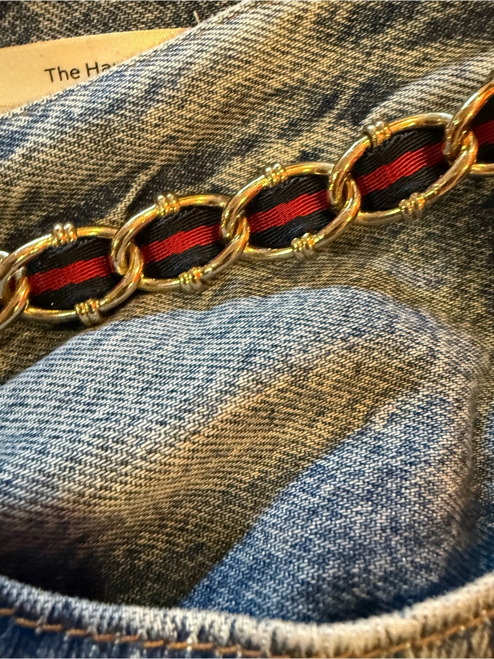 Gucci Leather and Red Chain-Link Waist Belt
